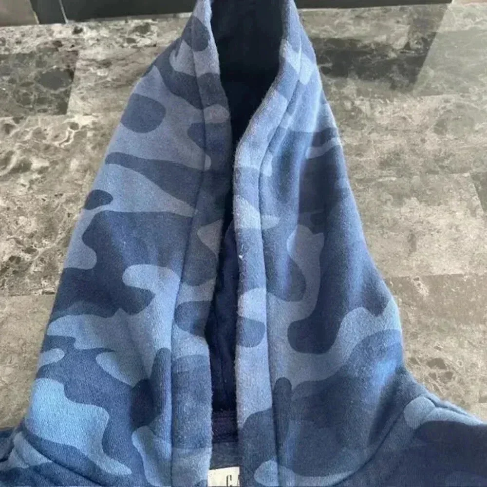 GAP Boys' Logo Hoodie Full Zip Sweatshirt (Size Small Youth) - Blue Camouflage